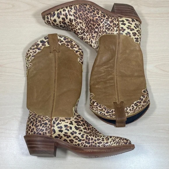 Abilene Boot Co. Tan and Leopard Print Heeled Boots - Picture 5 of 9